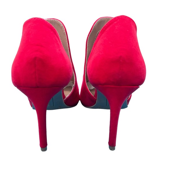 Christian Siriano “Keira” Women’s Red Faux Suede Heels 9 - Picture 5 of 14